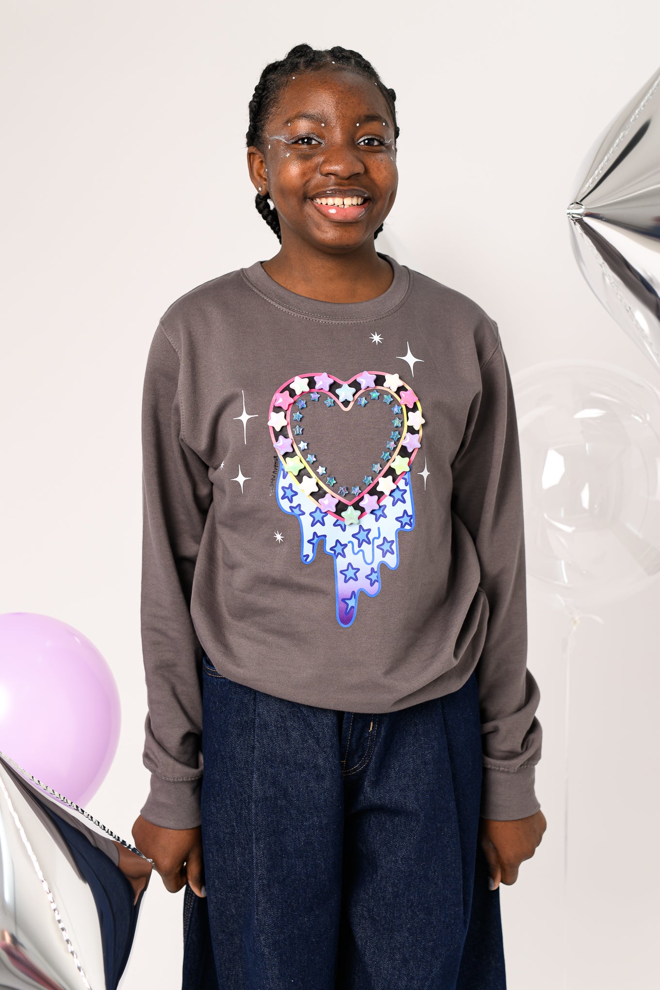 Y2K Hearts n Stars sweatshirt handsewn beads PRE ORDER now for 27th Jan 2025!